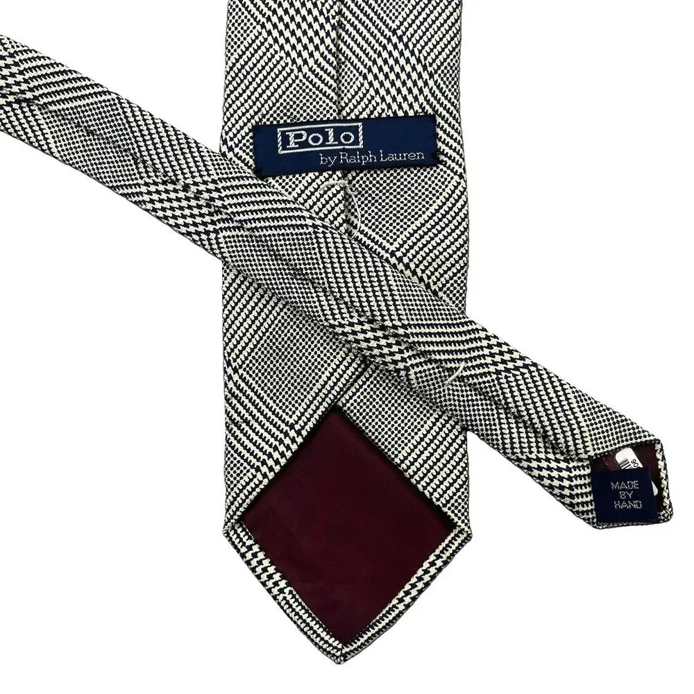 Vintage Polo Sport Ralph Lauren 100% Silk Necktie Tie Golf Golfer Houndstooth